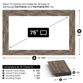 Frame My TV Distressed Barnwood grain shifts with light to add depth