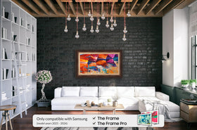 Frame My TV Burlwood 32-inch Deco frame side profile with layered texture