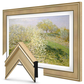 Frame My TV Champagne 55 Deco Frame front view enhances Samsung The Frame display with a refined champagne finish