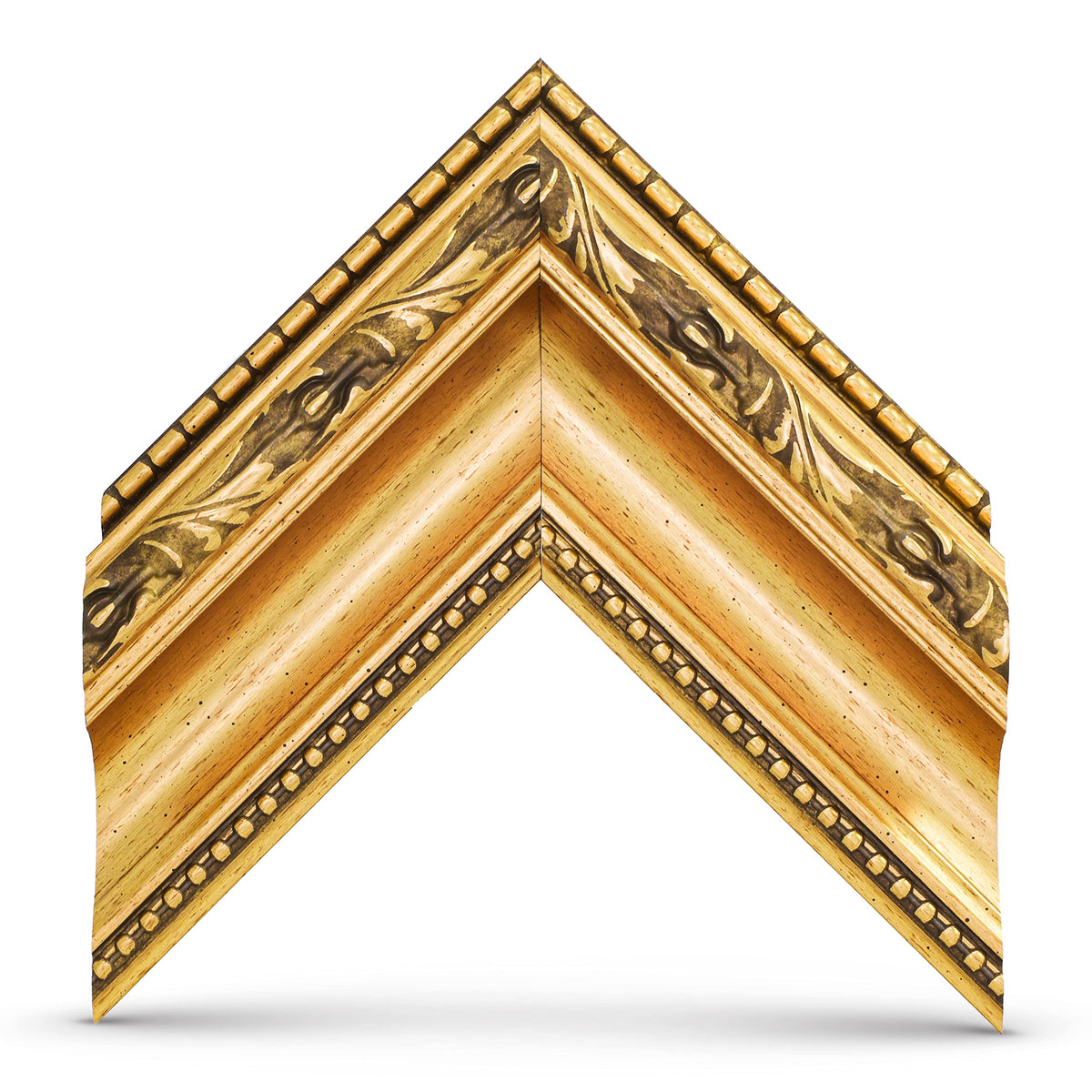 Frame My TV Ornate Gold 75-inch Deco frame with locking corner keys for secure fit.