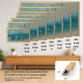 Frame My TV pale gold scoop light-reflection adds warm ambience to living spaces.