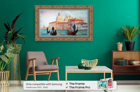 Frame My TV Tuscan Copper 43 Premiere Deco frame side view emphasizes slim 1.5 inch profile.