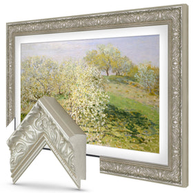 Frame My TV Tuscan Pearl 32 Premiere Deco frame side view highlights premium finish.