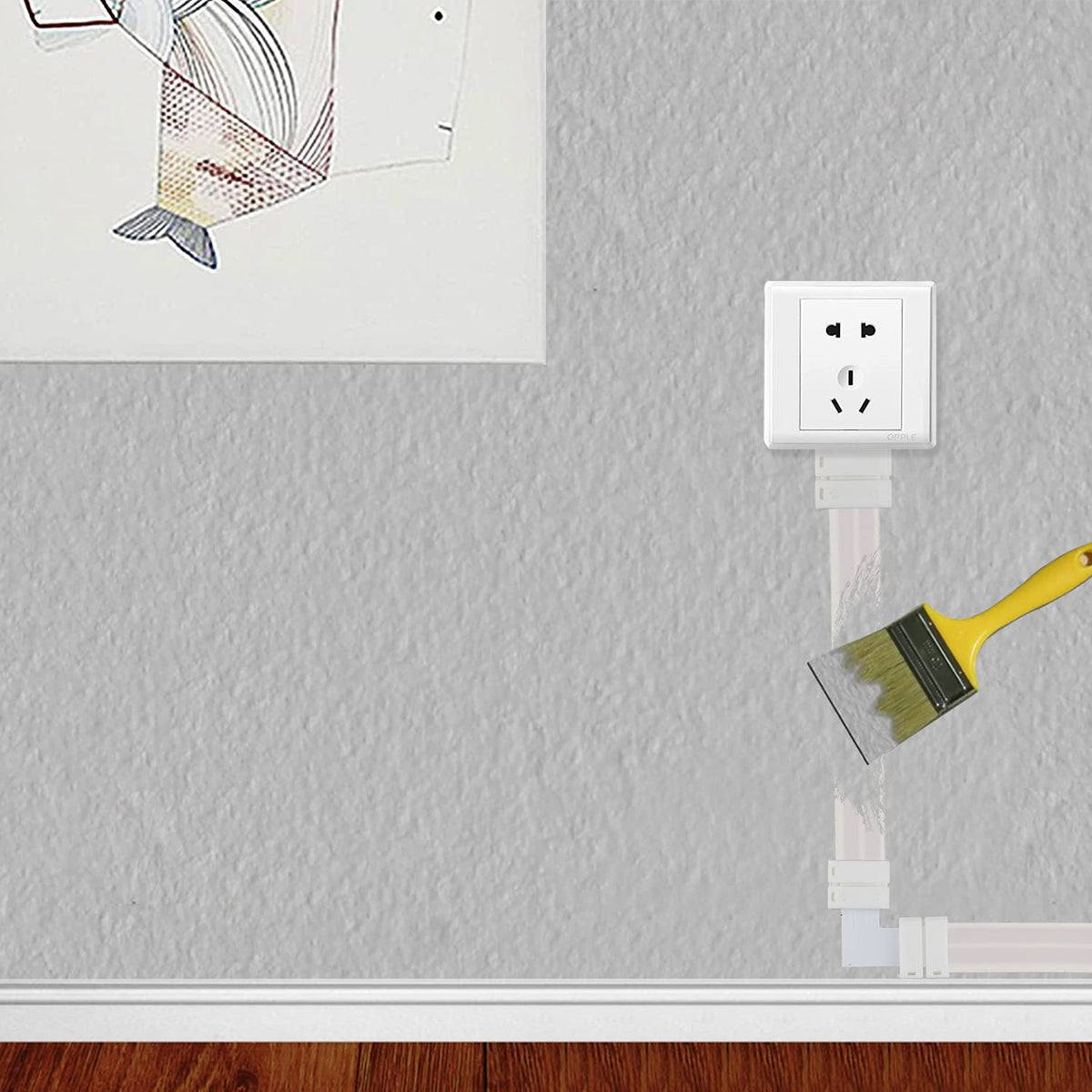 FRANKEVER painted wire blending with wall for discreet, finished look