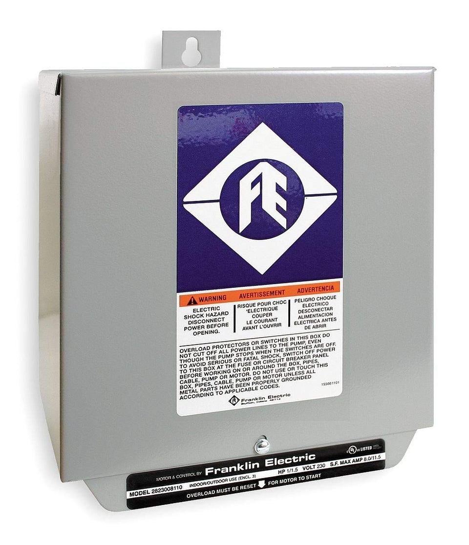 Franklin Electric 2823008110 control box front view enabling reliable pump control
