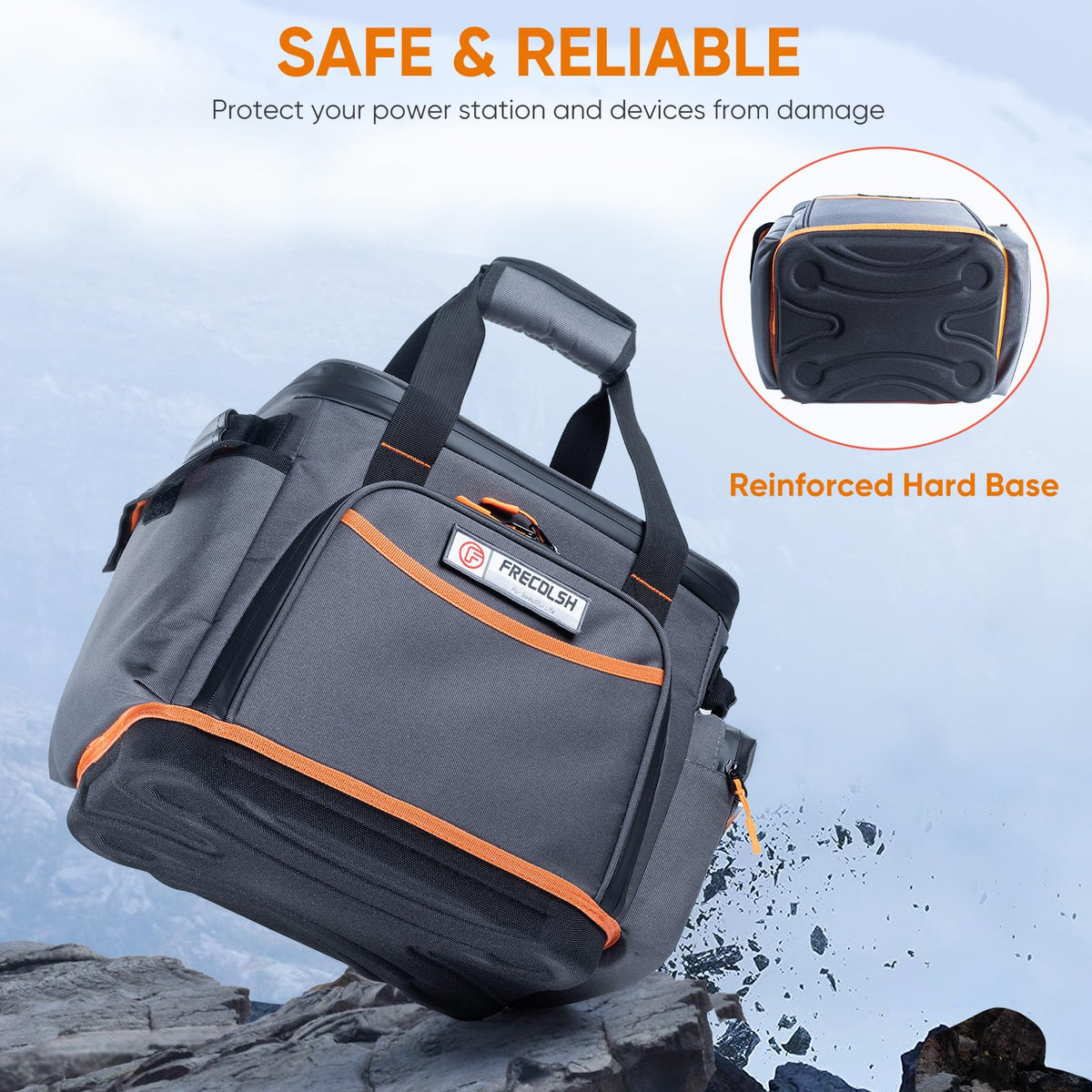 FRECOLSH travel case side pockets store adapters securely.