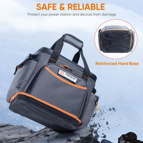FRECOLSH travel case side pockets store adapters securely.