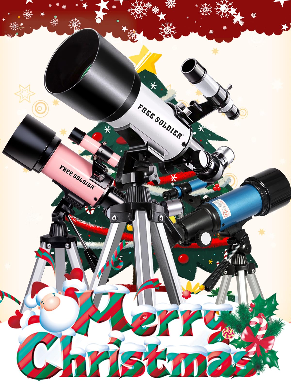 Free Soldier telescope 400mm focal length enables versatile celestial and land viewing.