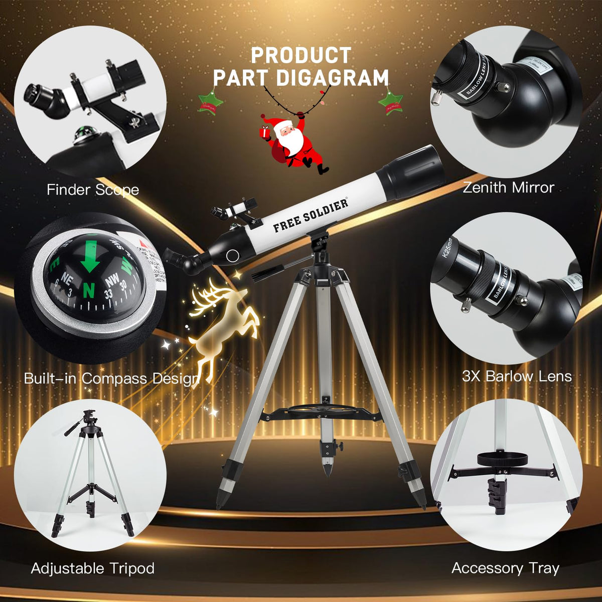 Free Soldier telescope finder scope 5x20 assists quick object location