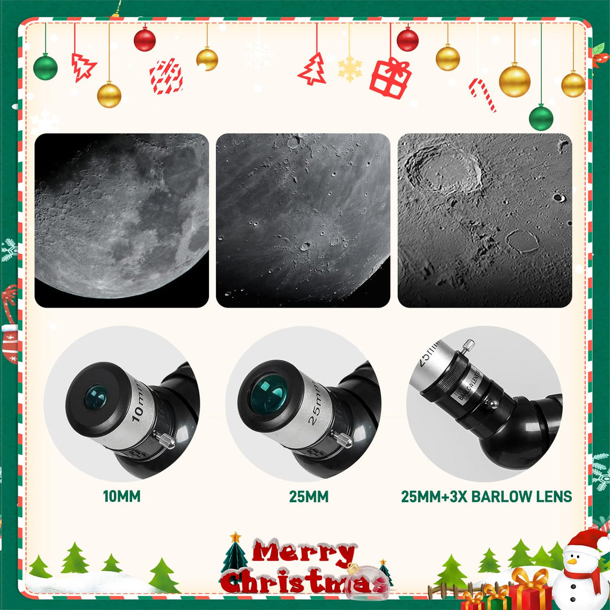 Free Soldier telescope moon view shows crater detail with brightness.