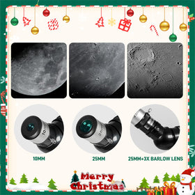 Free Soldier telescope moon view shows crater detail with brightness.