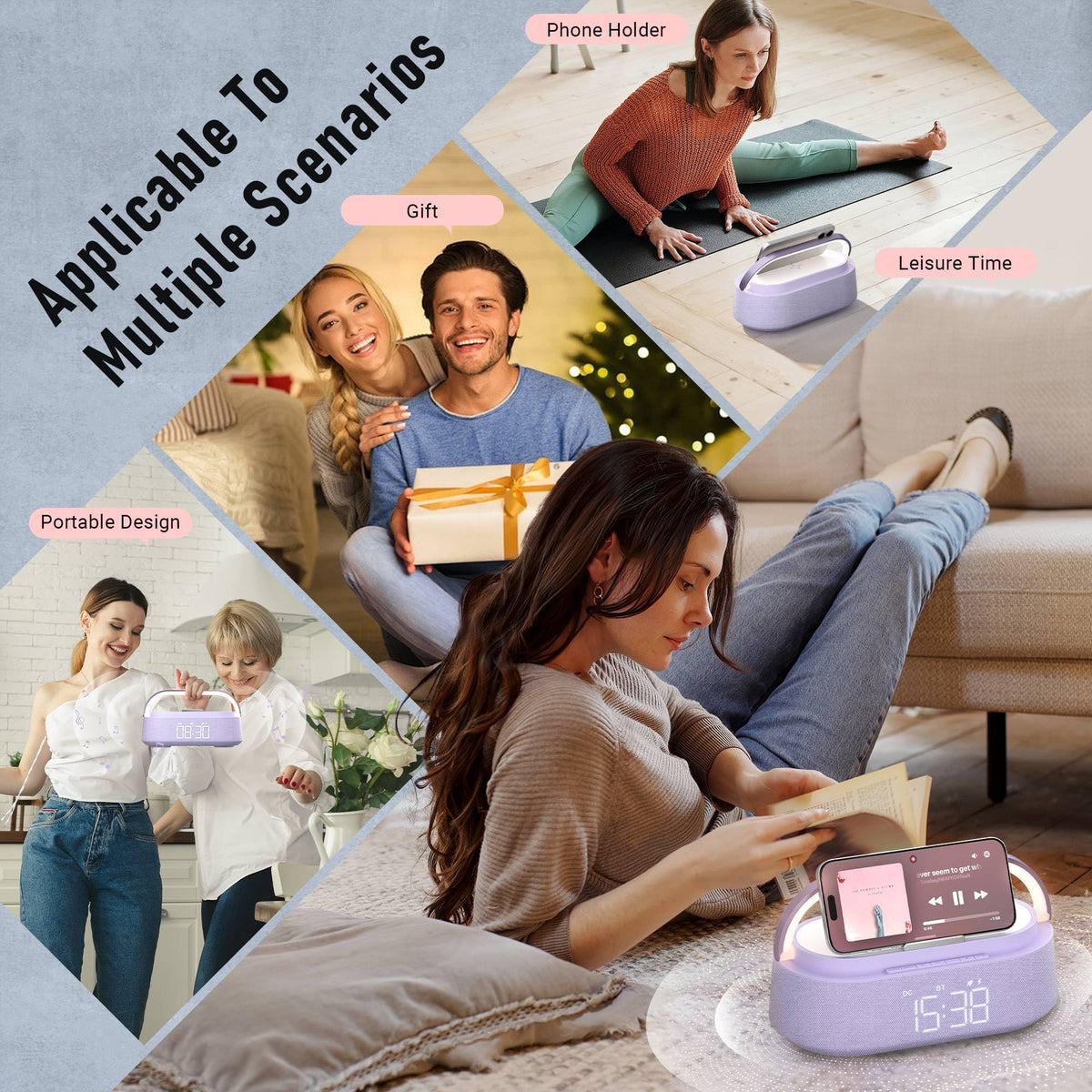 FREEFISH size comparison with book showing compact footprint saves bedside space