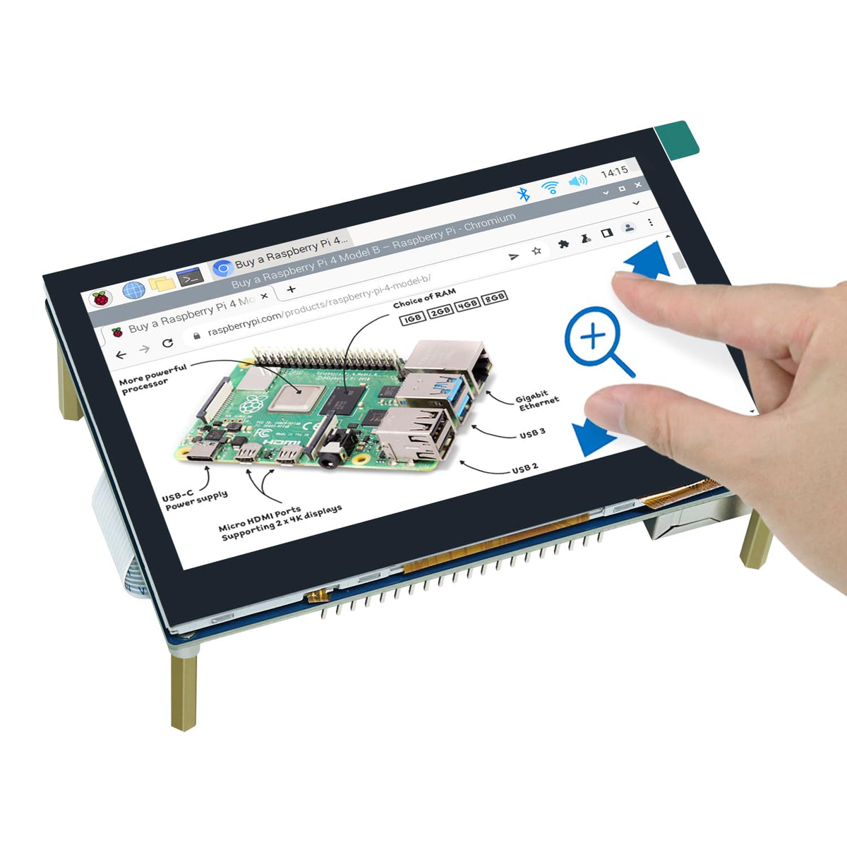 FREENOVE front view of 4.3 inch screen showing clear IPS image and quick setup benefit