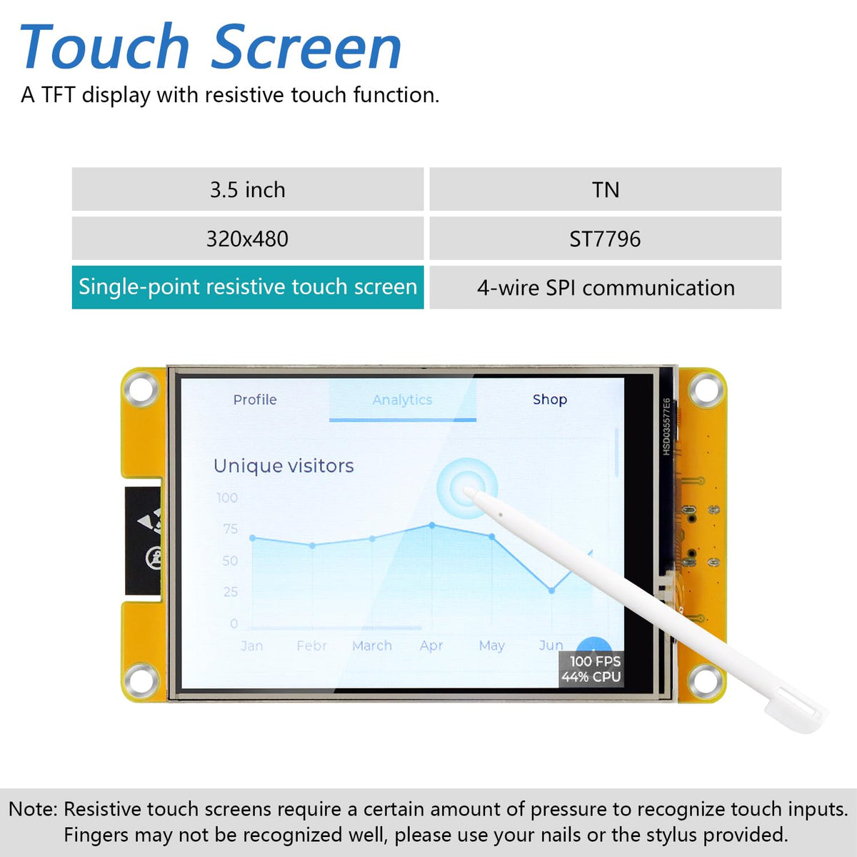 FREENOVE ST7796 driver TFT supports fast, smooth UI rendering.