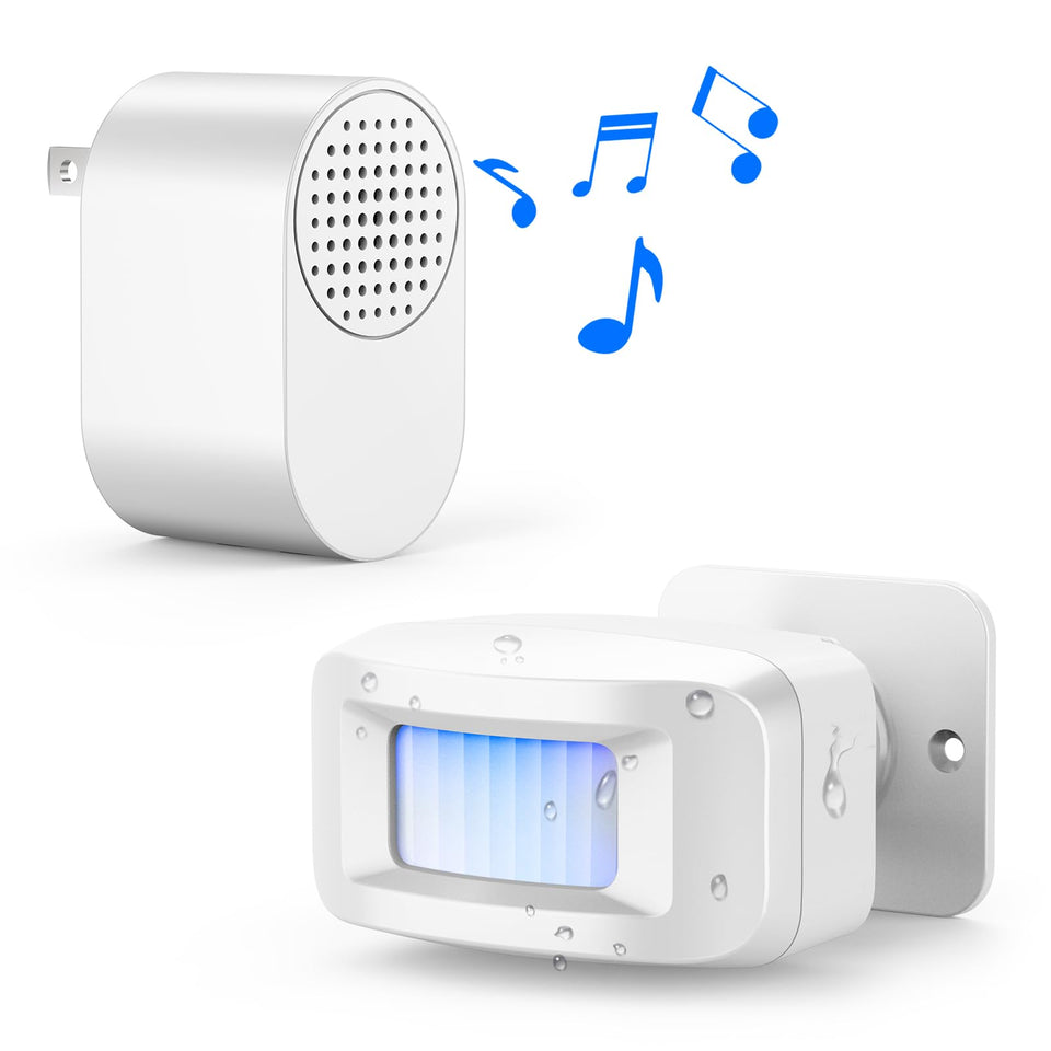 FREETIM front view of receiver and sensor showing easy setup and alert visibility