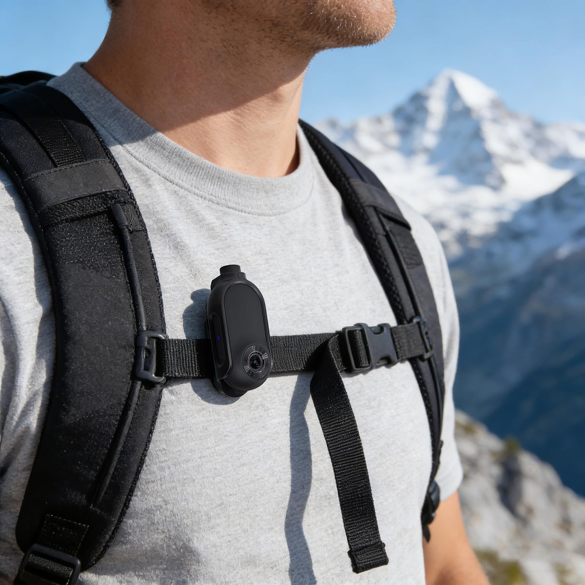 Frelisty Mini Body Camera mounted on a helmet for outdoor footage