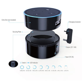 Fremo Evo Plus held in hand beside Echo Dot shows size and portability benefit