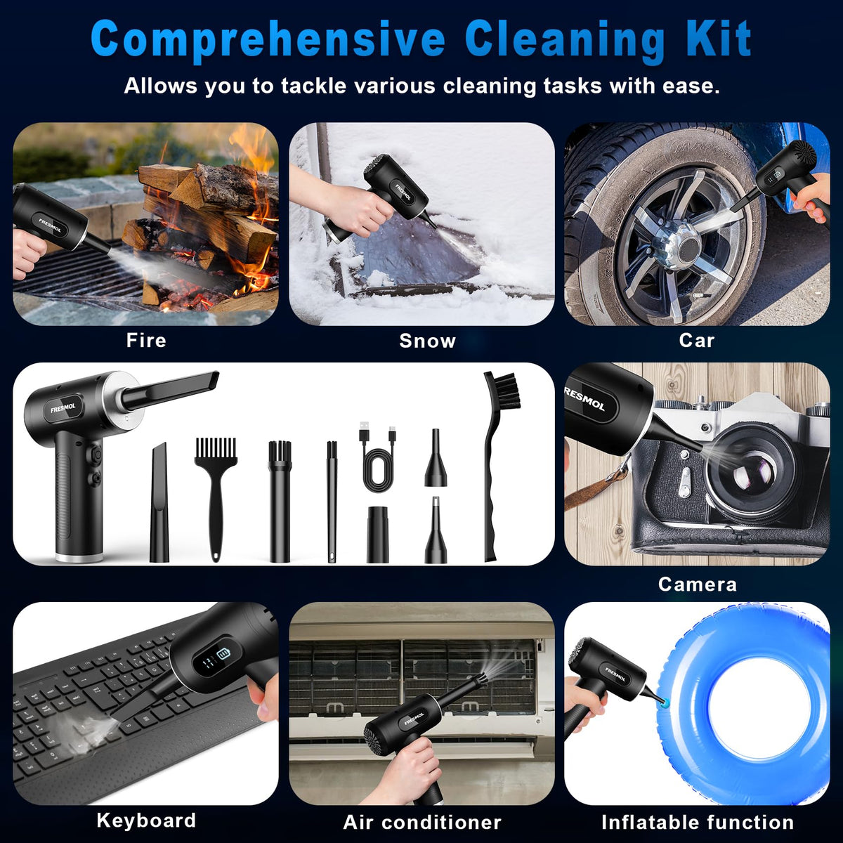 FRESMOL cleaning a car vent removing dust from tight spaces