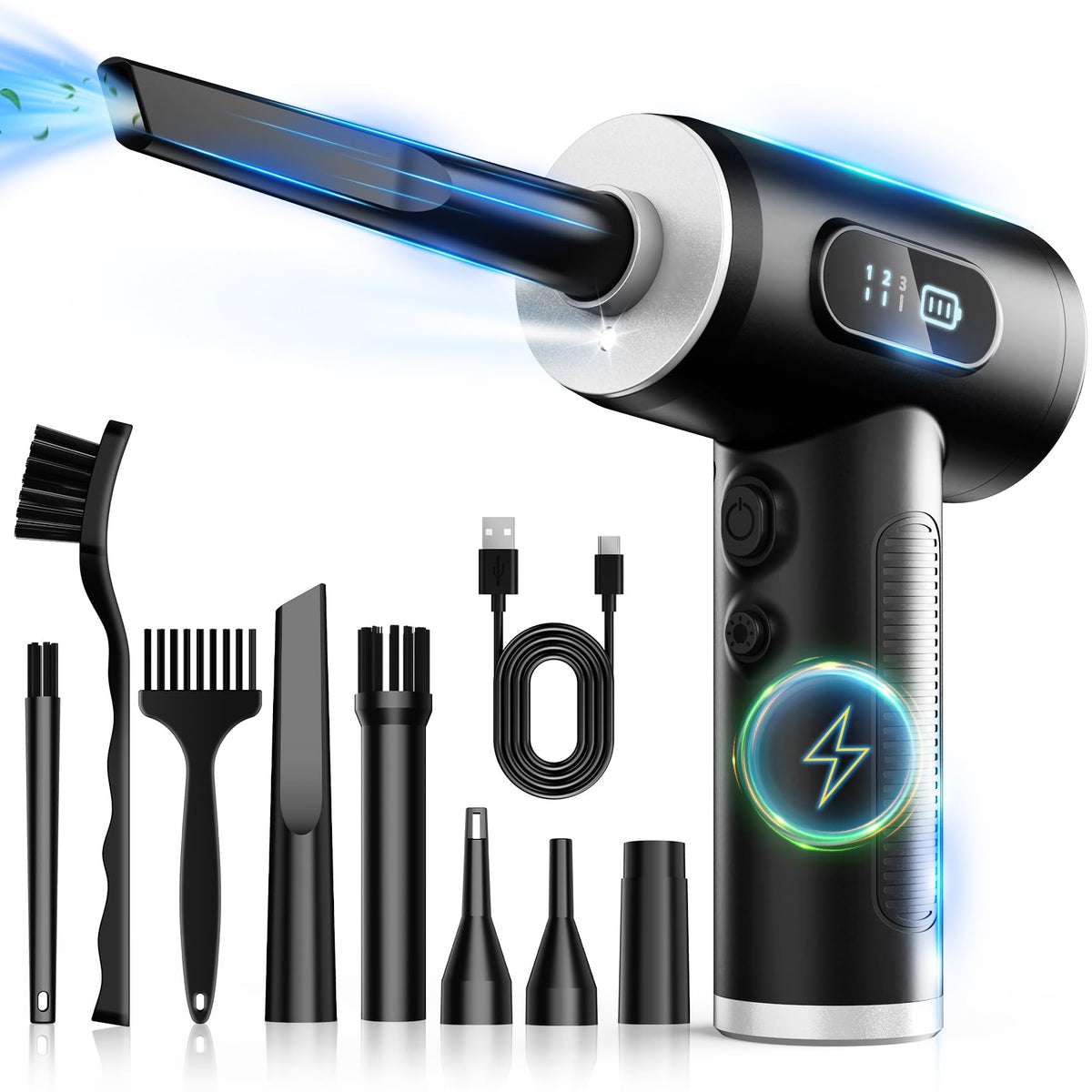 FRESMOL front view showing sleek cordless air duster for powerful cleaning