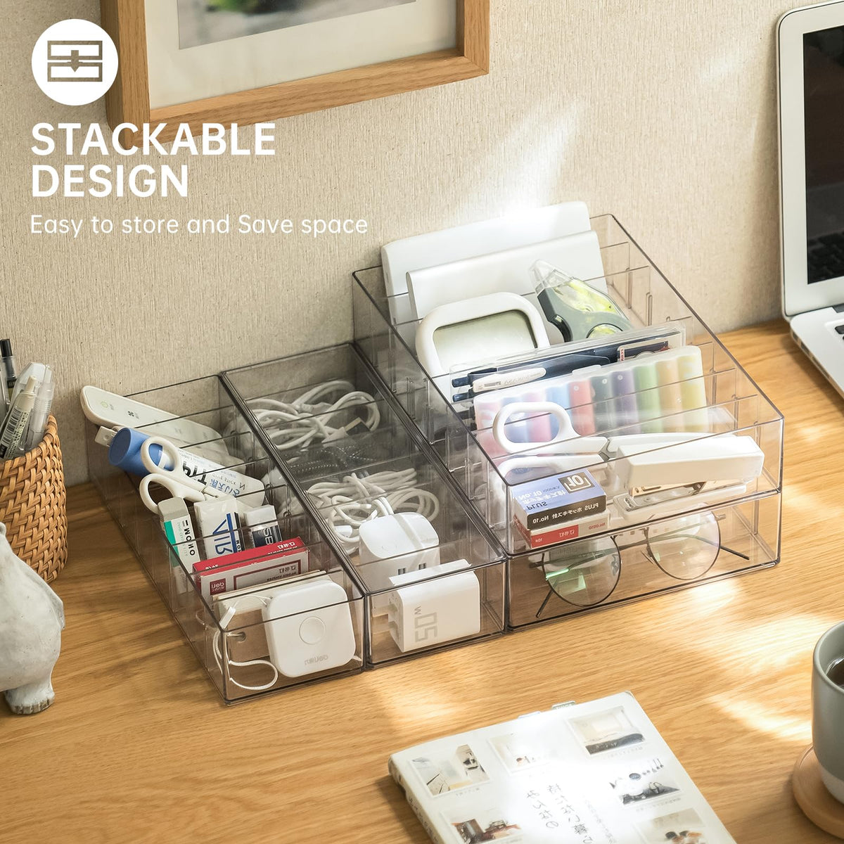 FRETONBA close-up of removable dividers and lid for quick customization benefit