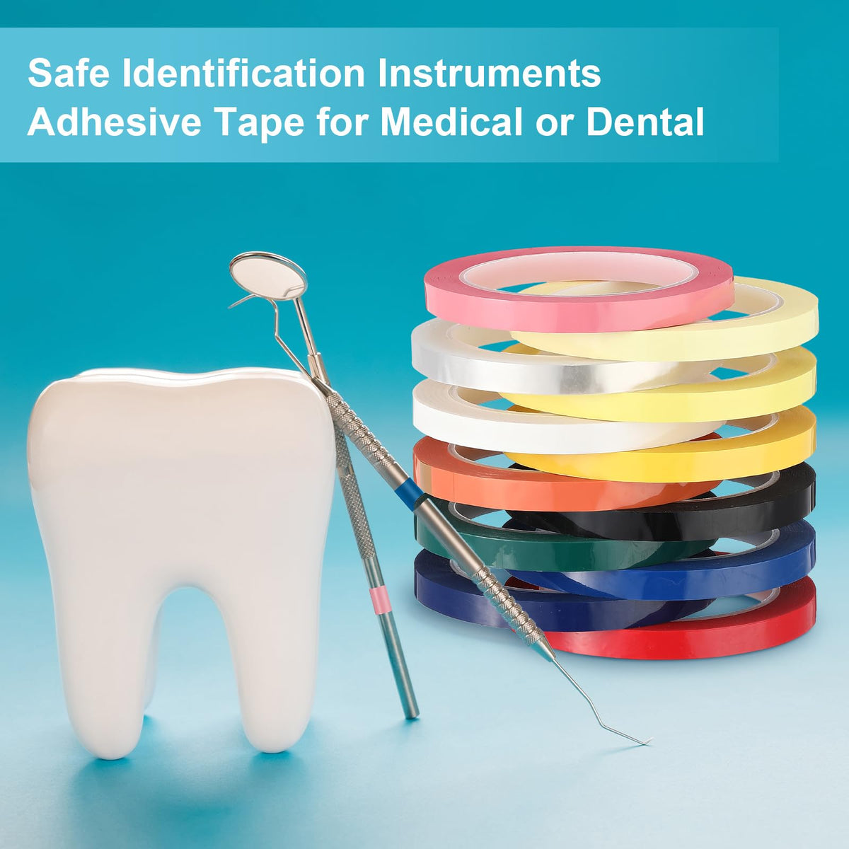 Frienda autoclave tape green roll for easy grouping and tool categorization.