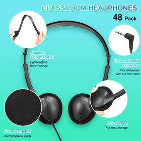 Frienda headphones foam ear pads, soft cushioning for extended wear in classrooms.