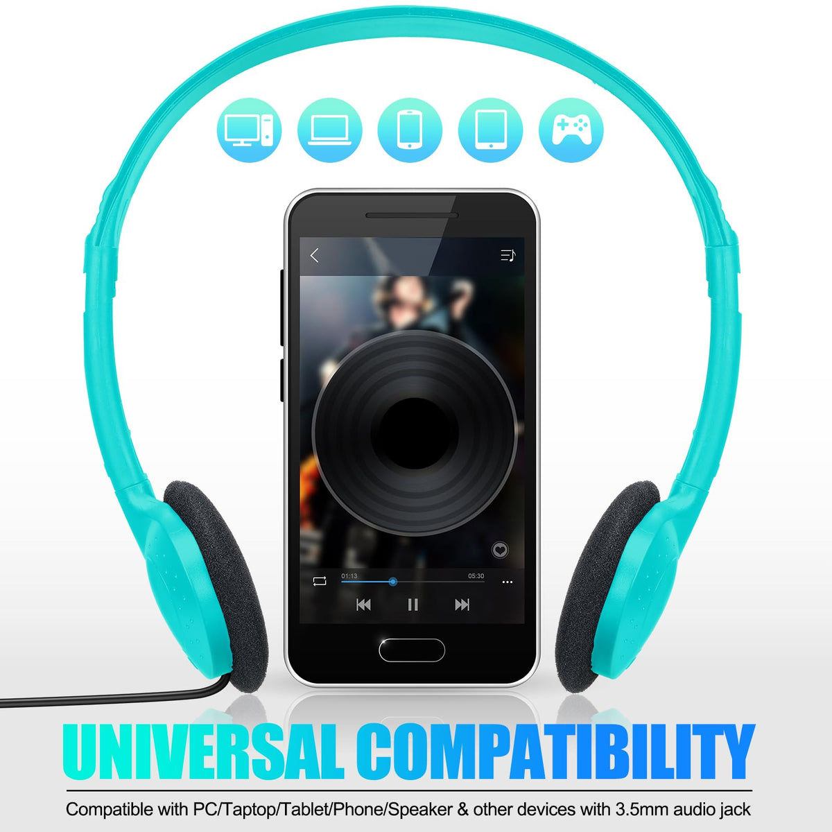 Frienda wired headphones with 3.5mm plug for tablets and laptops.