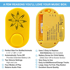 Friendly Songs module ports and control buttons for simple USB upload and mode selection