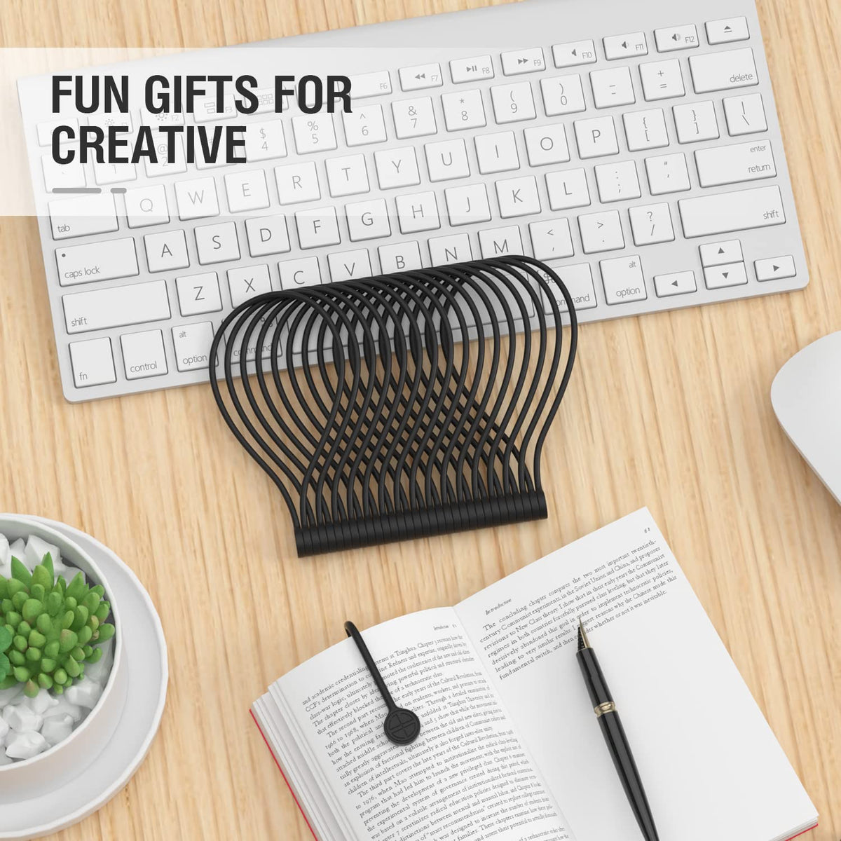 FRKNER Cord wrap clip in office use demonstrates organized desk with reduced clutter.