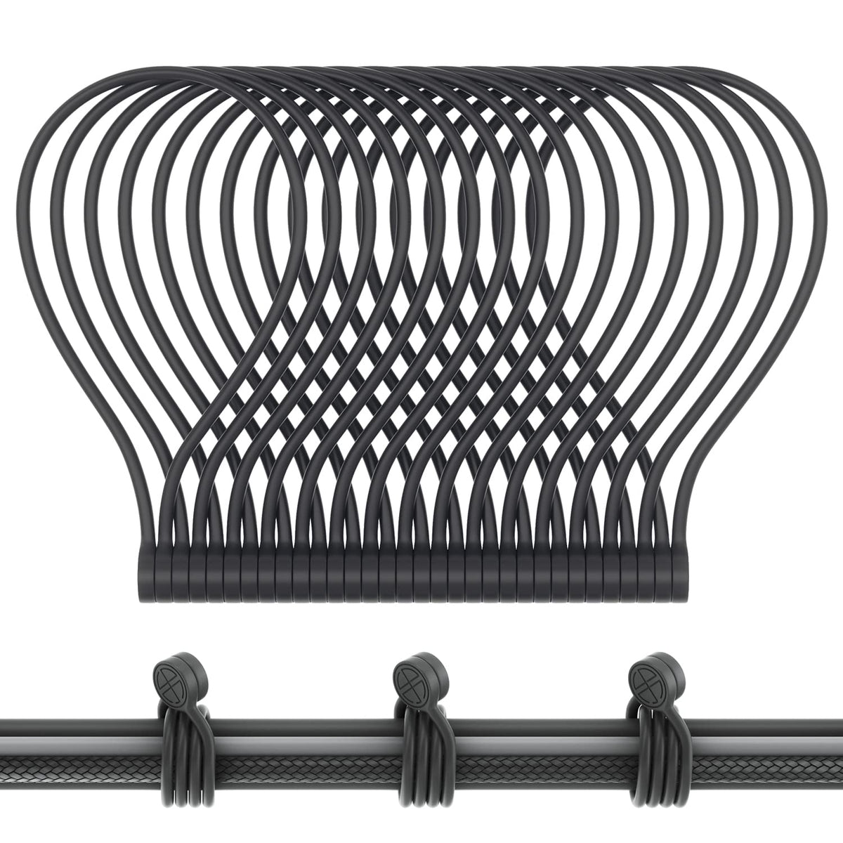 FRKNER Magnetic Twist Ties pack 16 Black kept cables neatly bundled for easy access.