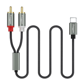 Froggen cable connected to home theater receiver showing clean audio hookup advantage