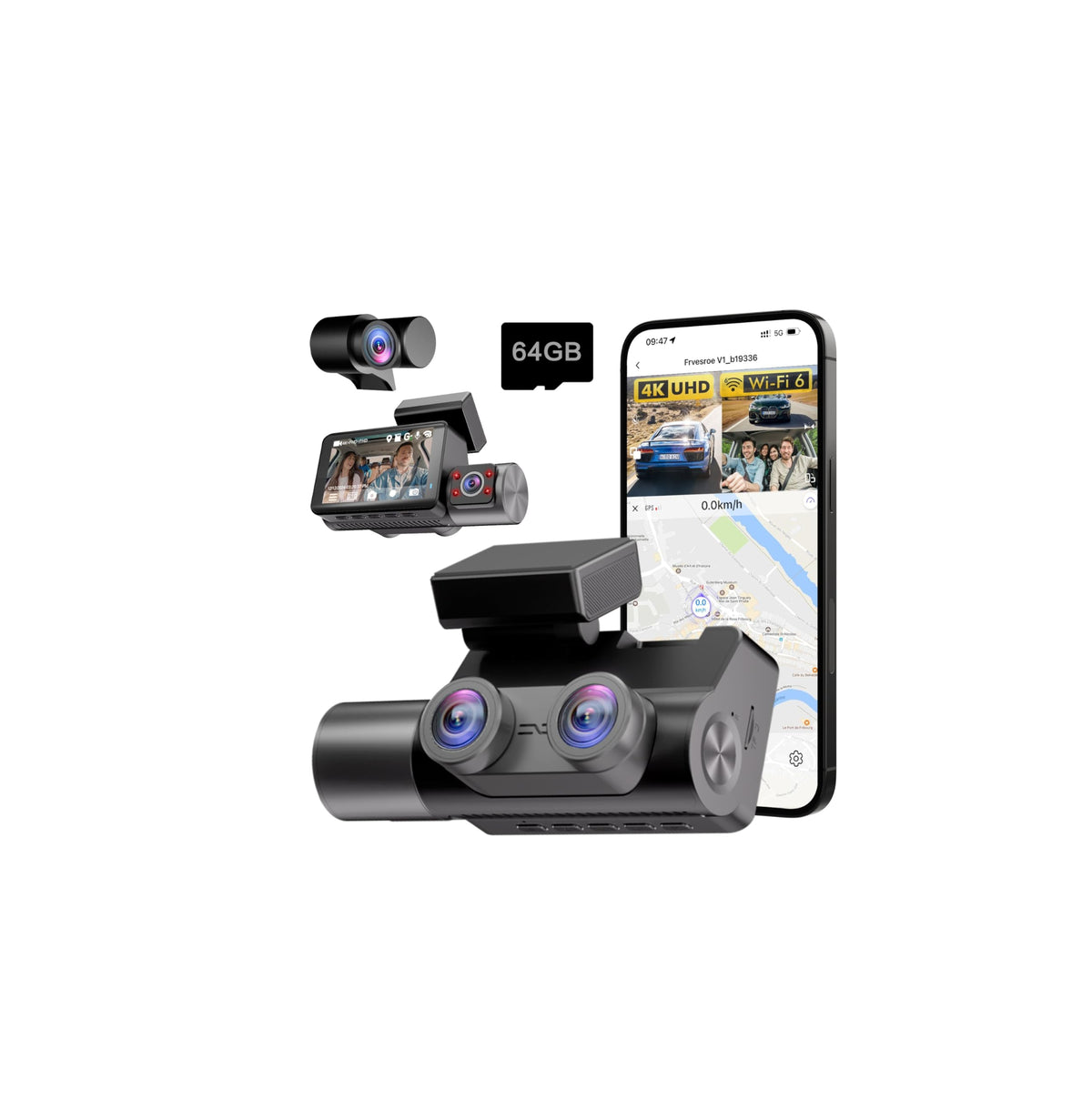 Frvesroe 4K front camera for detailed road footage and safer driving.