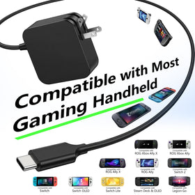 FSJTD 65W USB-C charger powering ROG Ally X for versatile gaming on the go
