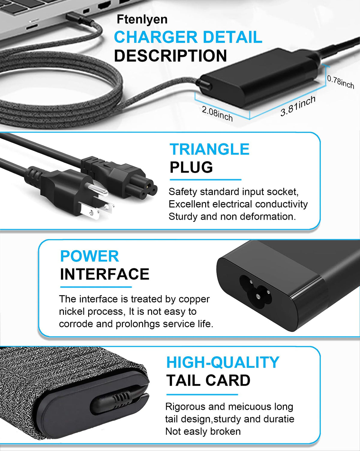 Ftenlyen 65W USB-C charger travel-ready compact design