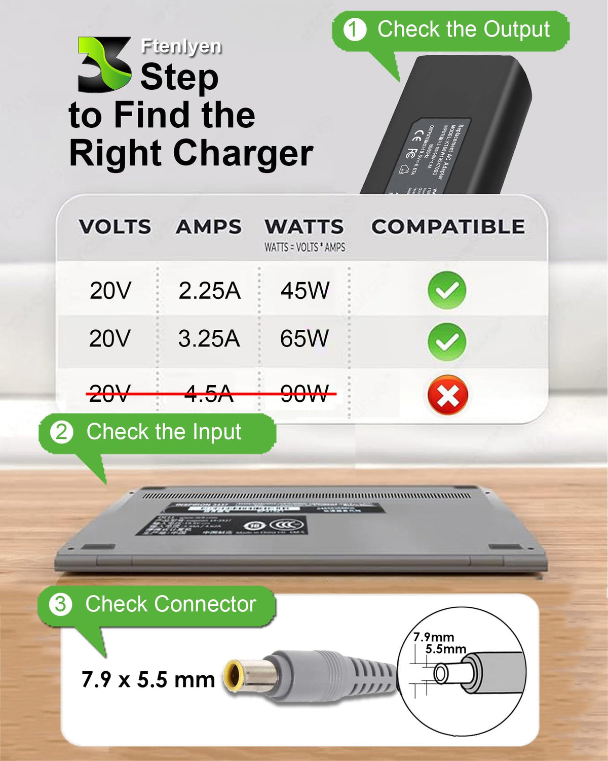 Ftenlyen adapter with cable displayed to show cord length and flexibility