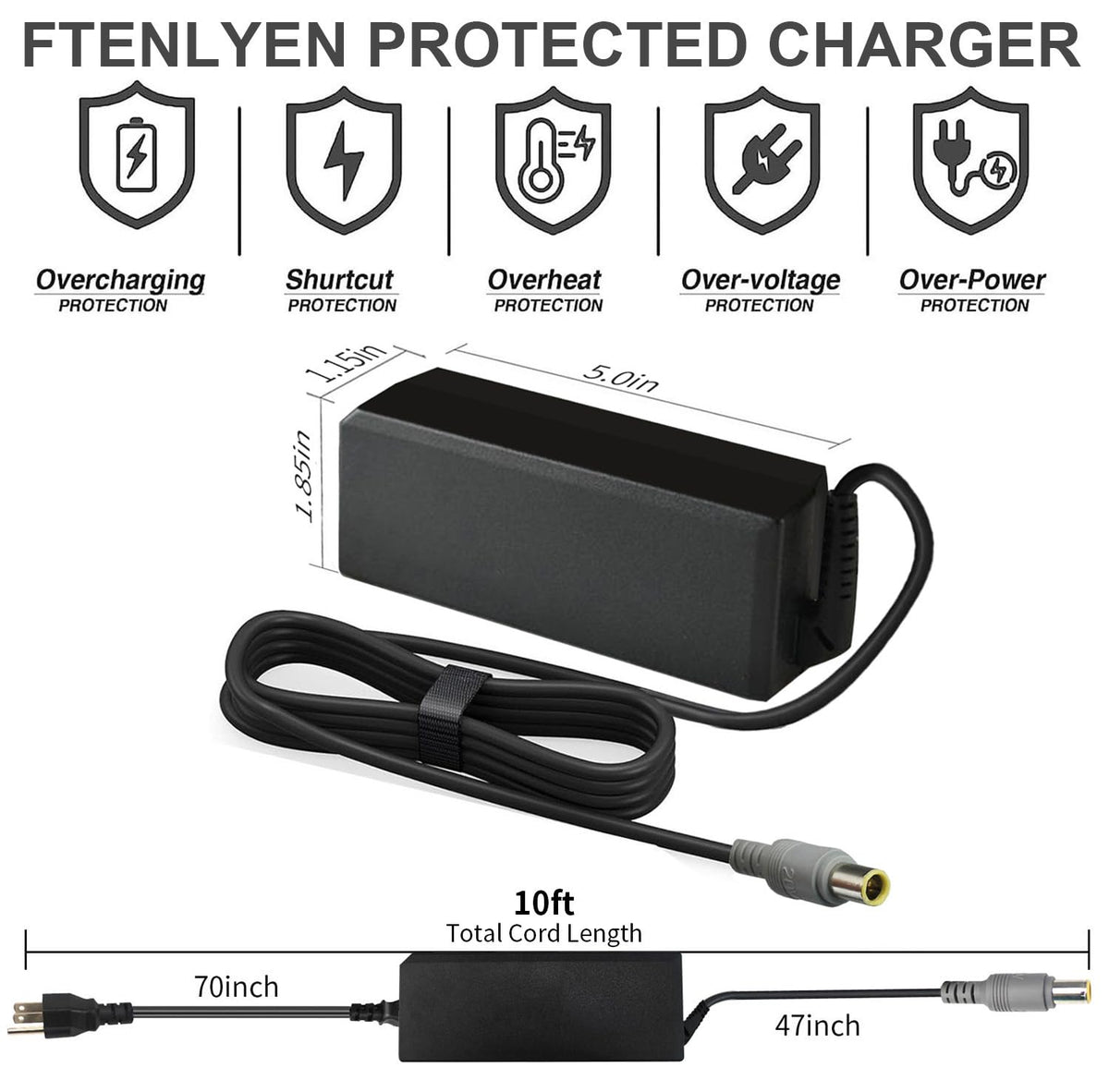 Ftenlyen product label and specs sticker confirming 20V 3.25A output