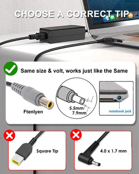Ftenlyen close-up of 7.9x5.5mm round tip plug for secure connection