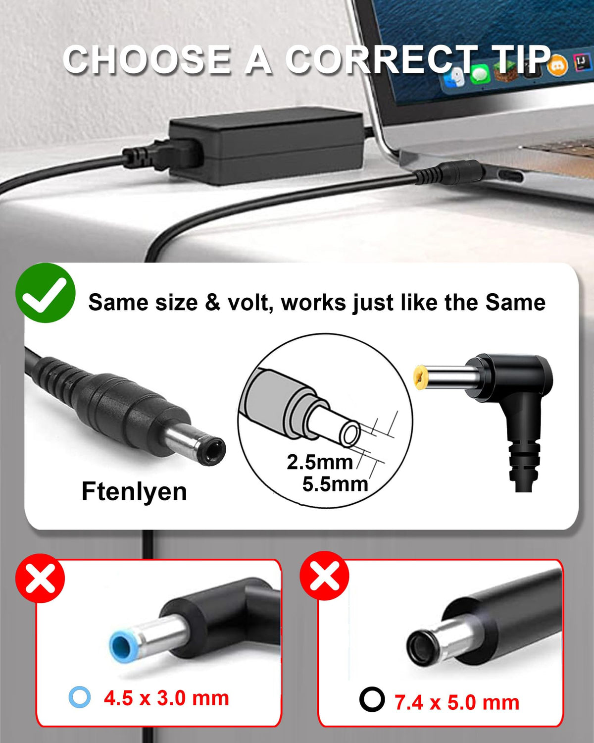 Ftenlyen adapter and power cord packed, ready for quick setup