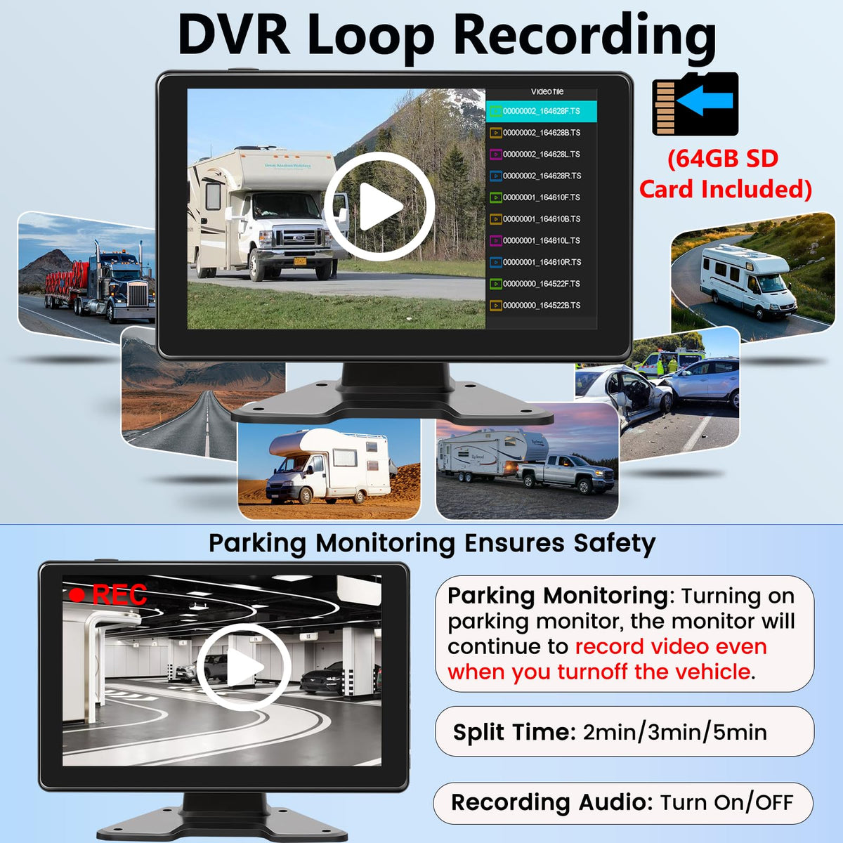 Fubedo 1080P quad-channel clarity provides sharp day and night views for trucks.