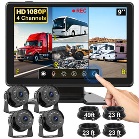 Fubedo nine-inch HD touch monitor for clear reversing visibility and ease of use.