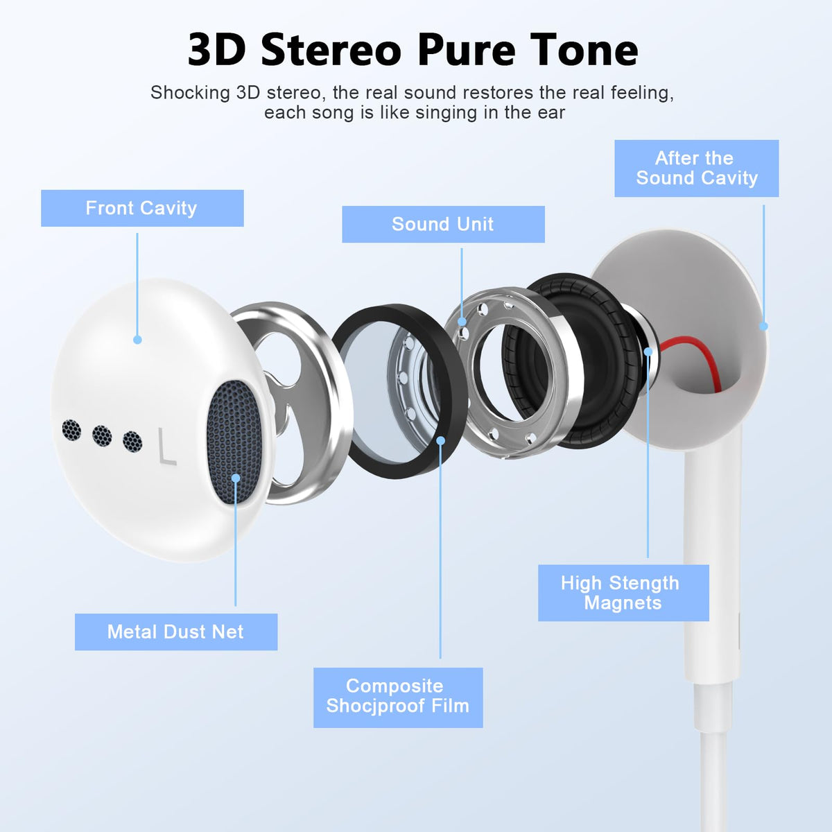 FUHAYA earbud backs with magnets held together for tangle‑free storage and portability