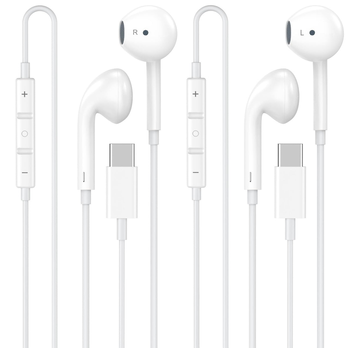 FUHAYA front packaging showing two USB‑C wired earbuds and features for easy selection