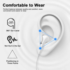 FUHAYA iPhone-compatible lightning earphones with volume control for easy sound adjustment