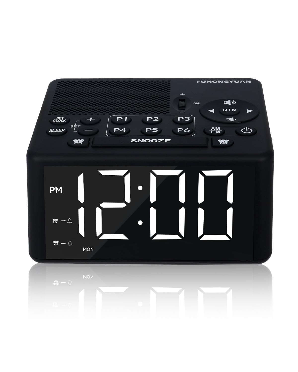 FUHONGYUAN front display showing clear time and brightness — easy bedside readability