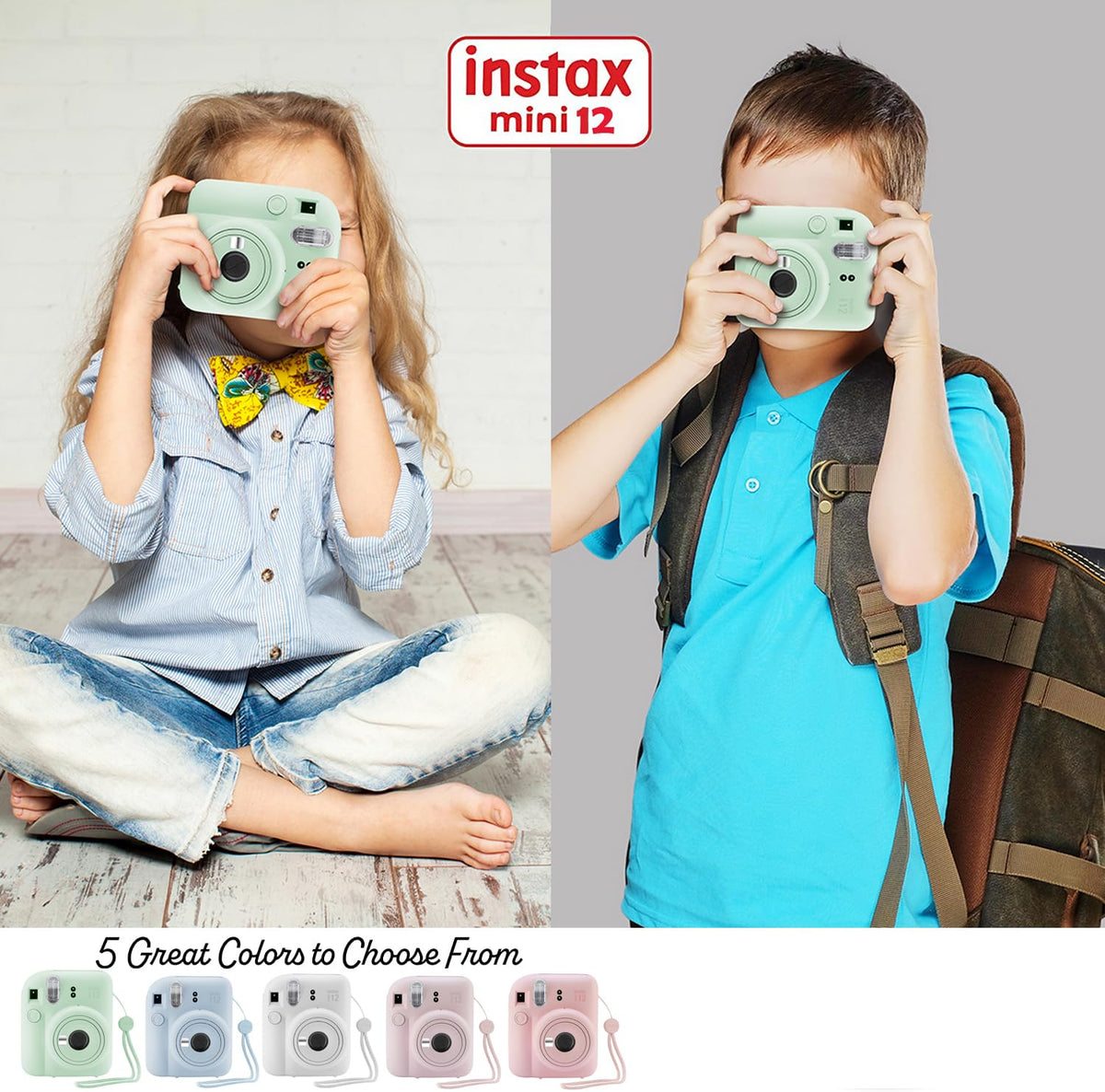 Fuji Instax Mini 12 camera sticker for playful customization.