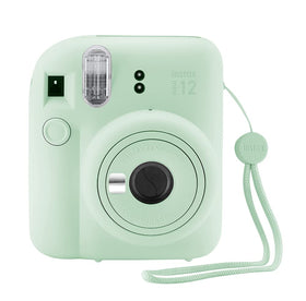 Fuji Instax Mini 12 mint green case protects your camera during adventures.