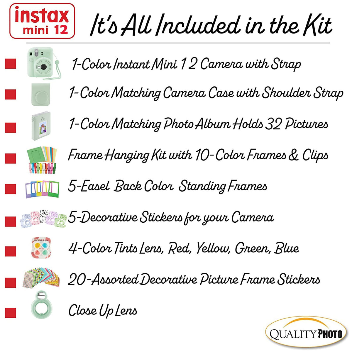 Fuji Instax Mini 12 photo album keeps instant prints organized.
