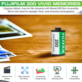 Six-roll Fujifilm 200 bundle ideal for versatile 35mm photography projects.