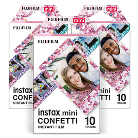 Fujifilm confetti mini front packaging showing bundle and vibrant design benefits