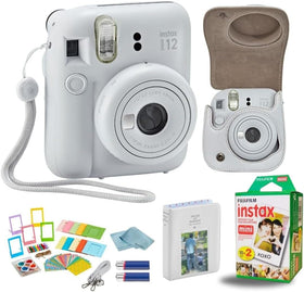 Fujifilm Instant Mini 12 camera front view for quick on-the-go snapshots.